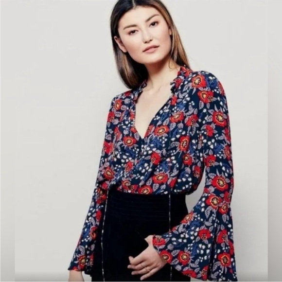 Free People Tops - FREE PEOPLE Navy Blue And Red Magic Mystery Tunic Mini Dress/Top Size Small